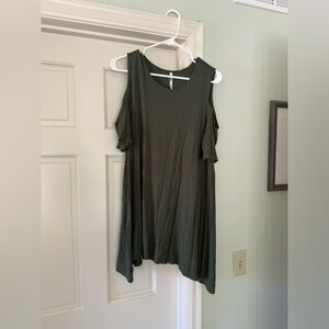 Pink Blush Maternity Green Basic Cold Shoulder Tunic, Olive, XL